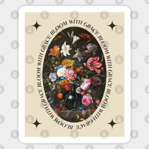 Bloom With Grace Vintage Aesthetic Sticker by Aanmah Shop